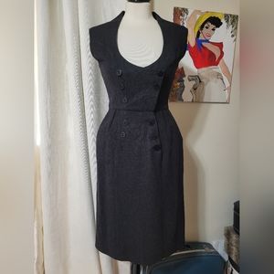 1950s, Tabak of California, grey, pencil dress